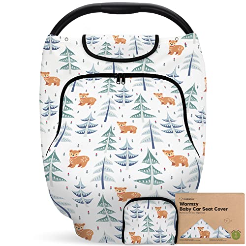 Image of KeaBabies Winter Car Seat Cover Baby, Newborn - Universal Fit Infant Carseat Covers Baby Girl, Boy, Breathable, Lightweight Blanket, Easy to Use Stroller Canopy, Rain, Wind, Sun Shade (Wintry)