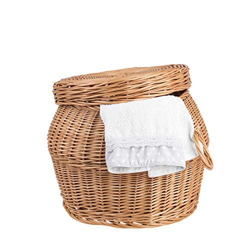 Panier rond avec couvercle e-wicker24 en osier buff naturel H32