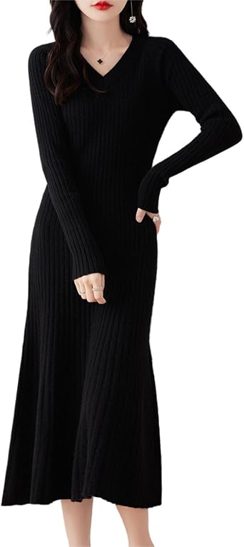 100% Merino Wool Long Sweaters Womens V-Neck Long Sleeved Knitted Pullover Pit Strips Slim Thick Tops