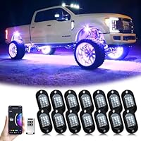 YiLaie RGB LED Rock Lights 14 Pods, 210 LEDs Lichter mit Telefon App/Fernbedienung & Timing & Musikmodus Rock Lights Kits, wasserdicht Underglow Licht für ATV RZR UTV SUV Off Road Auto Motorrad