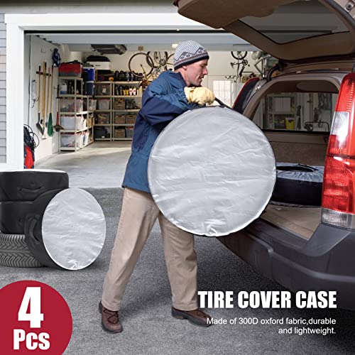 Generisch IMCCZONY 4Pcs De Stockage De Couverture De Pneu De Secours De Voiture Pneu De Voiture Portent Polyester De Fourre-Tout Pour des Couvertures De Protection De Roue De Voitures 4 Saisons