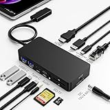 Station d'accueil Surface 12 en 1 4K @ 60 Hz Triple écran avec HDMI, USB-C, DisplayPort pour Surface Pro 11/10/9/8/X/7/6/5/4/3, Surface Laptop 7/6/5/4/4/3/2/1, Surface Go & Book
