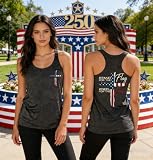 Christian Racerback Tank Top for Women USA Flag Religious Sleeveless Shirt Christian 4th of July Patriotic Freedom Top (Large,Dark Grey1)