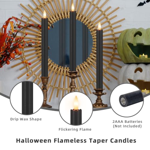 Image of Black Flameless Taper Candles with Remote and Timer, Real Wax, 6 Pack
