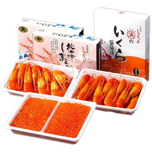 [セット]いくら醤油漬け(鮭卵)&北海しまえび(大中サイズ)合計1.1kgセット