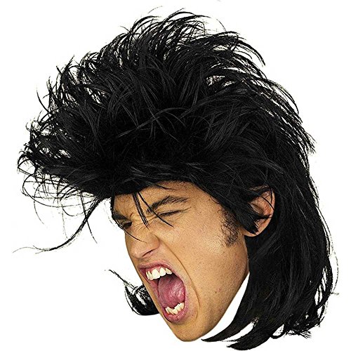 Wig Punk A Billy Mullet avec volume texturé et frange asymétrique rétro