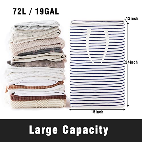 72L Large Collapsible Laundry Basket, Freestanding Clothes Hamper With Easy Carry Long Handles, Waterproof Washing Bag For Bedroom, Bathroom, And Nursery (Blue, 3 Pack) #TOP1