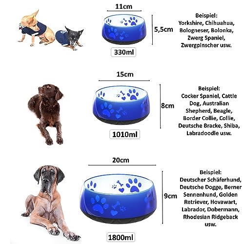 Hundenapf für Kleine und Große Hunde, Futter- und Trinknapf S/M/L Rutschfest (S 330ml, Blau)