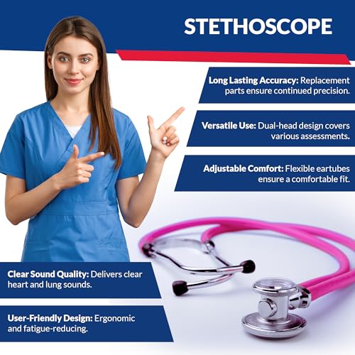 Image of Dixie EMS Blood Pressure and Sprague Stethoscope Kit - Pink