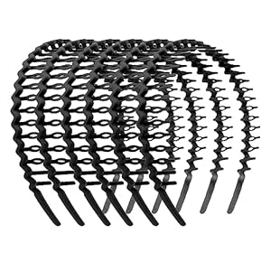 BOYIVI 6PCS Plastic Teeth Headbands, Non Slip Fashion Effortless Comb Skinny Hair Bands for Women Men Teen Girls(Black)