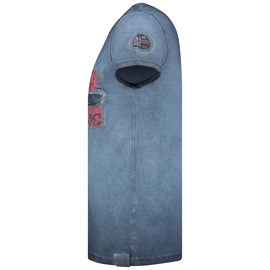 Geographical Norway JOASIS Men - Maglietta in Cotone da Uomo, Casual, con Stampa, Logo Grafico, Maniche Corte, Scollo a V, vestibilità Regolare da Uomo