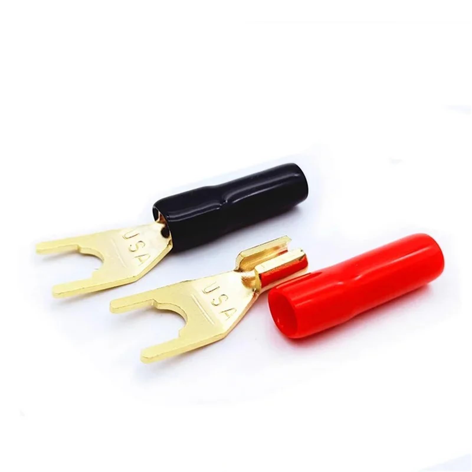 Cosses à sertir isolées, connecteurs de fils, 10 pièces, fiches bananes en U, connecteur type U/Y cuivre plaqué or, pince avec étui poignée plastique pour(Mix)