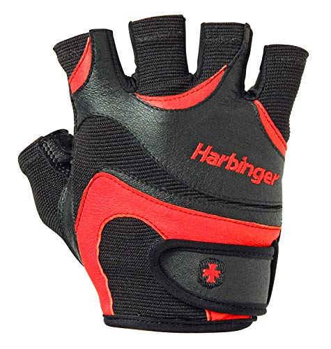 By Harbinger Flexfit Non Wristwrap Weightlifting Gloves with Flexible Cushioned Leather Palm Large (Fits 8-8.5 inches)