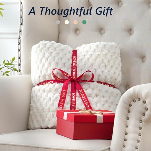 Image of Mr. Sandman Weighted Blankets for Adults Full Size 15lbs, Warm Sherpa Fleece Throw Blanket for Sleep and Calm, Soft Cozy Heavy Bed Blanket with Jacquard Flannel, 48 x 72 Inches, Cream White