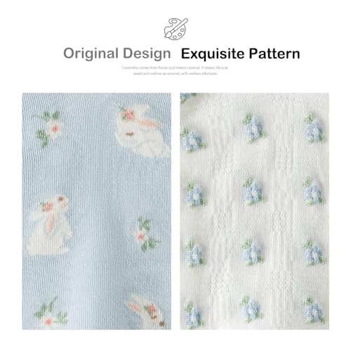 Image of Cute Socks For Women Bule Funny Cartoon Bunny Frilly Crew Girls Ruffle Socks