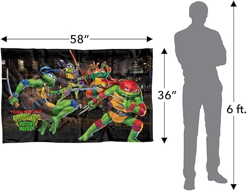 Miniatura 4 de LOGOVISION Teenage Mutant Ninja Turtles Mutant Mayhem Blanket, 36"x58" Nightly Rooftop Escapade - Manta polar