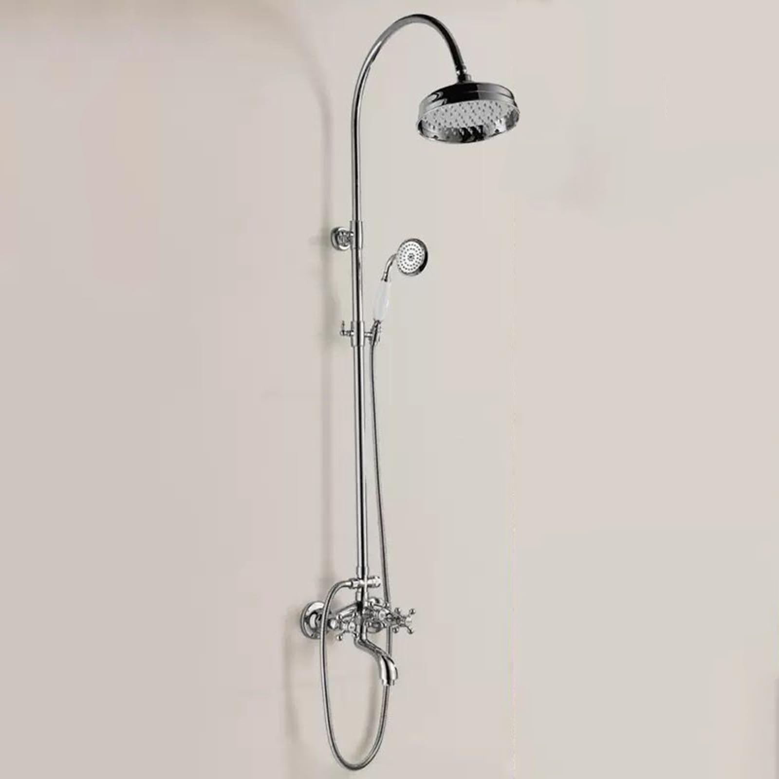 Colonne de douche 3 fonctions avec mitigeur double poignet en croix laiton