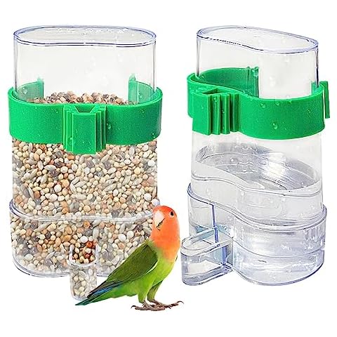 2 Pcs Automatic Bird Water Dispenser, Parrot Bird Water Feeder, Bottles Bird Drinker Seed Food Container, Parakeet Cage Accessories for Parakeet Budgies Cockatiel Lovebird Small Birds Canary Finch Cover