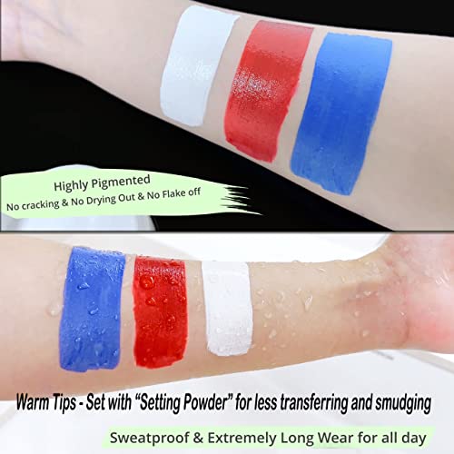 Ccbeauty Clown Makeup Kit, Pro Large White(1.9Oz) Blue Red Face Body Paint Cream Foundation + Red Nose+5 Sponges, All-In-One For Pennywise Creepy Halloween Special Effects Sfx Cosplay Costume Parties #TOP1