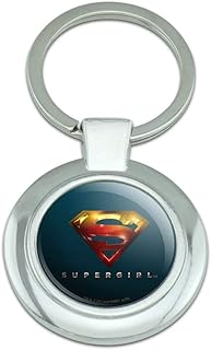 Supergirl TV Series Logo Keychain Classy Round Chrome Plated Metal
