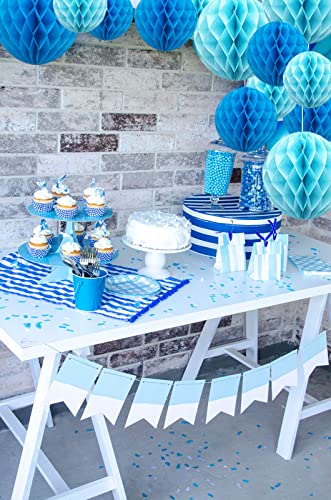 Image of ZOOYOO 12Pcs 6 inch 10 inch Honeycomb Balls Decorations Hanging Tissue Paper Pom poms for Birthday Baby Shower Wedding Engagement Holidays Home Decor(Blue)