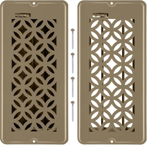 2 Pack Floor Vent Covers, Floor Register 4x10, Adjustable Decorative Vent Covers for Home Floor Ceiling or Sidewall Vent, Heavy Duty Walkable Steel Floor Vents, Rust-Proof Finish (Brown)