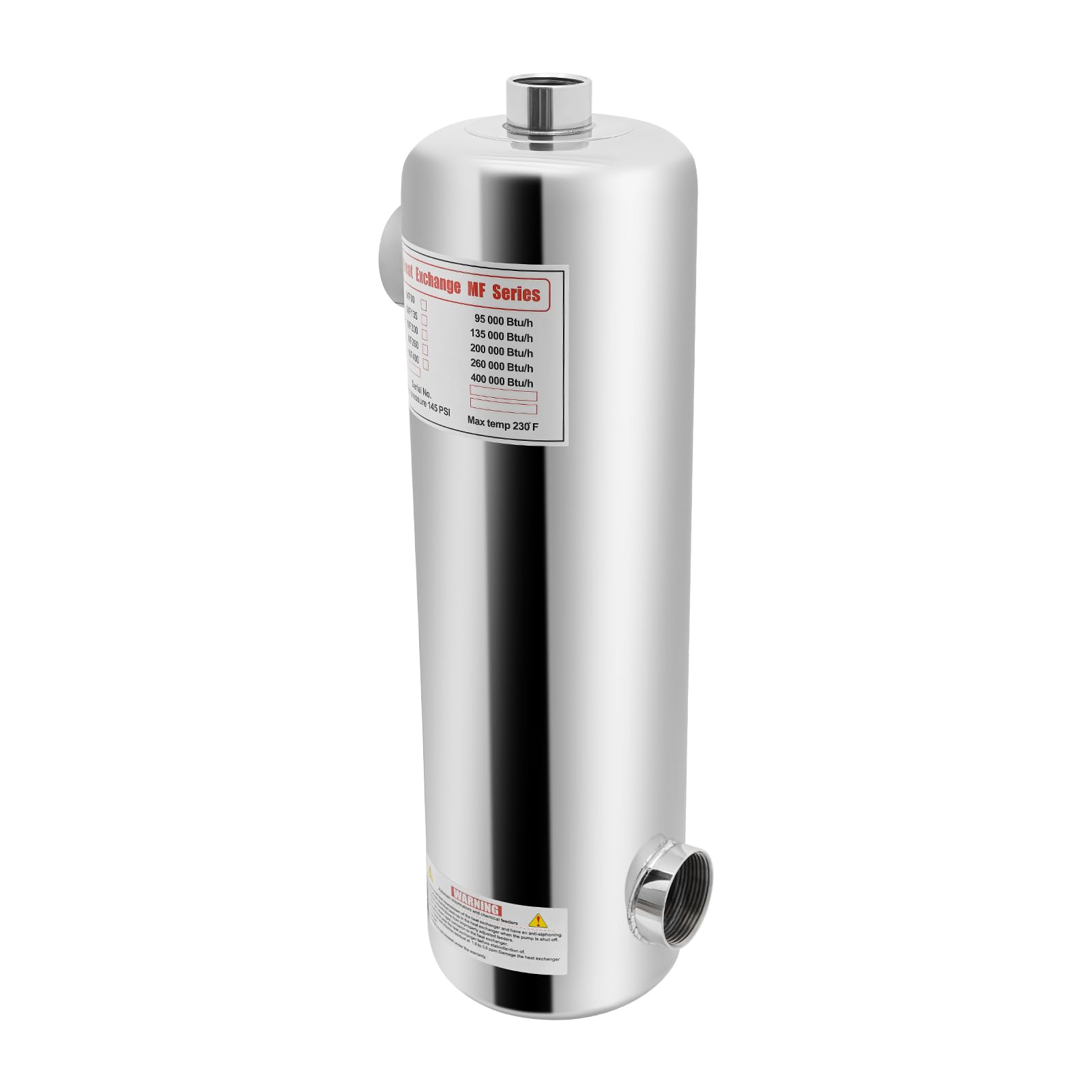 Zwembadwarmtewisselaar, 60 kW, zwembadwarmtewisselaar, 200 kBtu/h uitgave, roestvrij staal, zwembadverwarming, warmtewisselaar, 250 l/min, waterstroom 30 l/min, warmwaterstroom