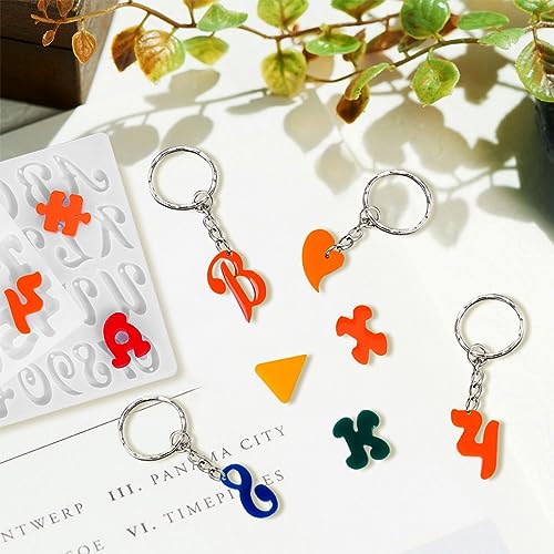 DeryArcle Letter Pendant Resin Mould Alphabet Keychain Silicone Moulds Small Number Shape Jewelry Mold Earring Epoxy Resin Casting Molds for DIY Necklace Bracelet Charm Phone Shell Craft Decor - Image 3