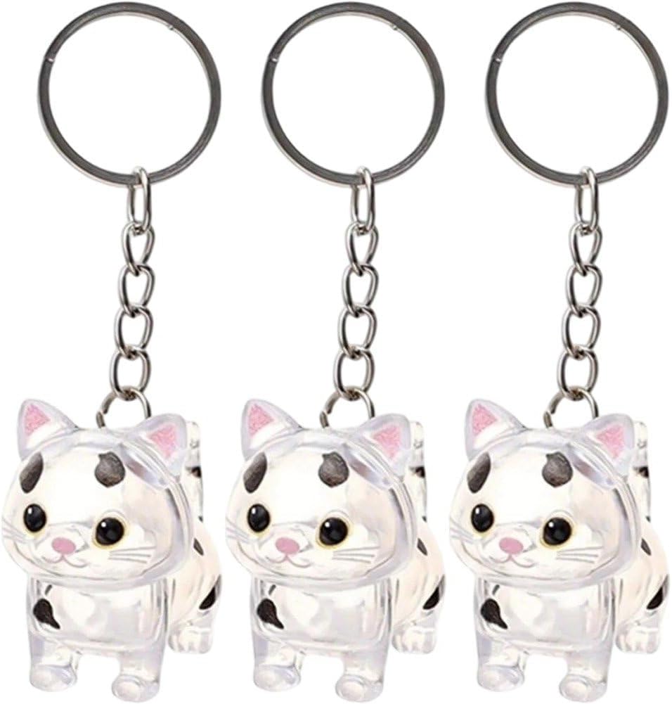 3 Pcs Cat Hair Keepsake Keychains Memorial Capsule Pendants Pet Hair Collector Holder Bottles for Cat Lovers, Thoughtful Pet Memorial Gift