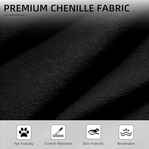 Sillón Chenille Negro Plegable miniatura 4
