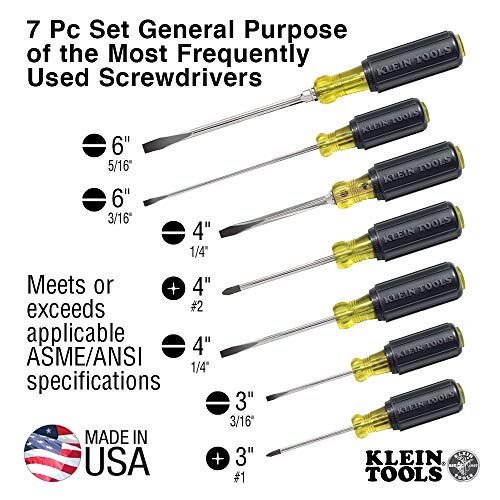 Klein Tools 85076 7 Piece Cushion-Grip Screwdriver Set