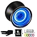 Produktbild YOSTAR JoJo Leuchtend Jo Jo Profi MAGICYOYO Y02-AURORA Professionelles YoYo Kinder JoJo Spielzeug, + 5 Saiten + Tasche + Handschuh (Schwarz mit blauem Licht)
