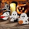 Cute ghost halloween decorations indoor wooden tiered tray decor table sign set of 3 black cat bat witch broom signs pumpkin blocks for party home shelf display a ghost  urban country home decor