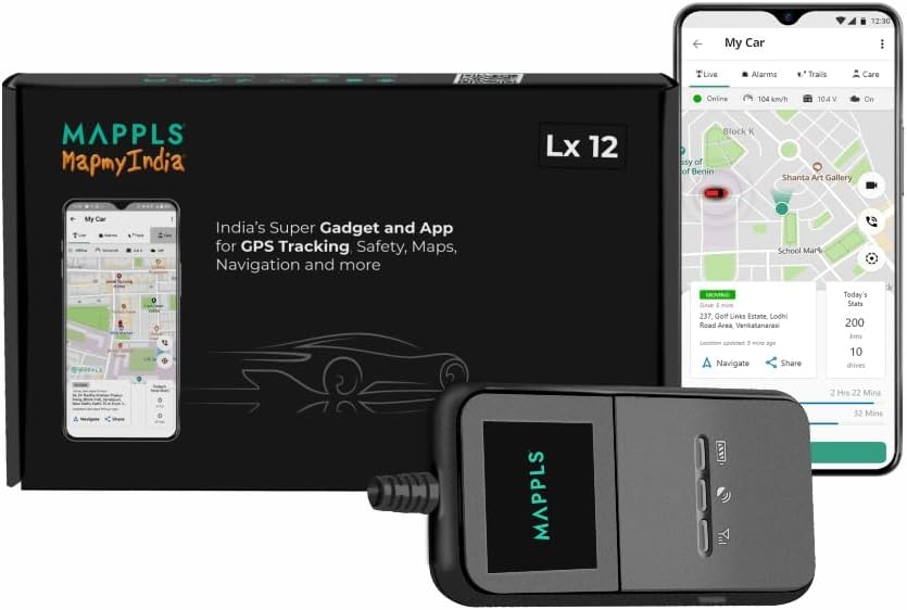 Mappls Lx12 Car, Bike GPS Tracker by MapmyIndia Live Satellite +2g