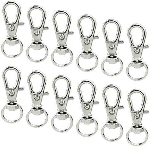 50 pcs Swivel Clasps Lanyard Snap Hook,cnomg Metal Swivel Lanyard Snap Hook Lobster Claw Clasp(Sliver)