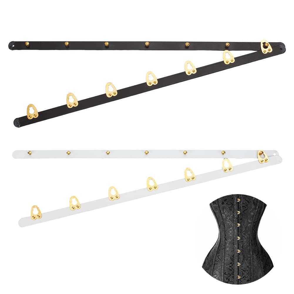 QUARKZMAN Korsett Busk Set - 4x 8 Zoll Stahlstäbchen Mit Silberknöpfen, Weiß | Für Korsetts, Hochzeitskleider & Abendmode