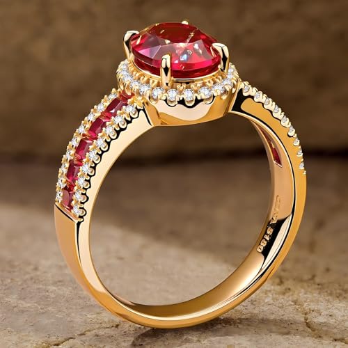 GONA 2.5CT Lab Grown Ruby Ring 7 * 9MM Pigeon Blood Color GRC Certificate Tarnish-Resistant Silver Gemstone July Birthstone Engagement Anniversary Promise Wedding Bands Bridal Red Zircon Rings Women3