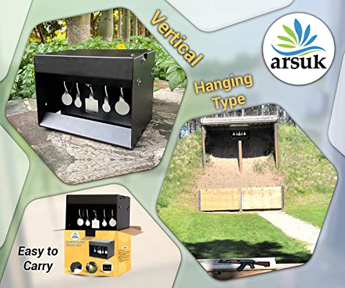 Image of ARSUK Self-Resetting Air Rifle Shooting Target, Heavy-Duty Metal Frame for Airsoft Rimfire Pellet BB Gun Target, Compatible with .177 & .22 Caliber Pellets