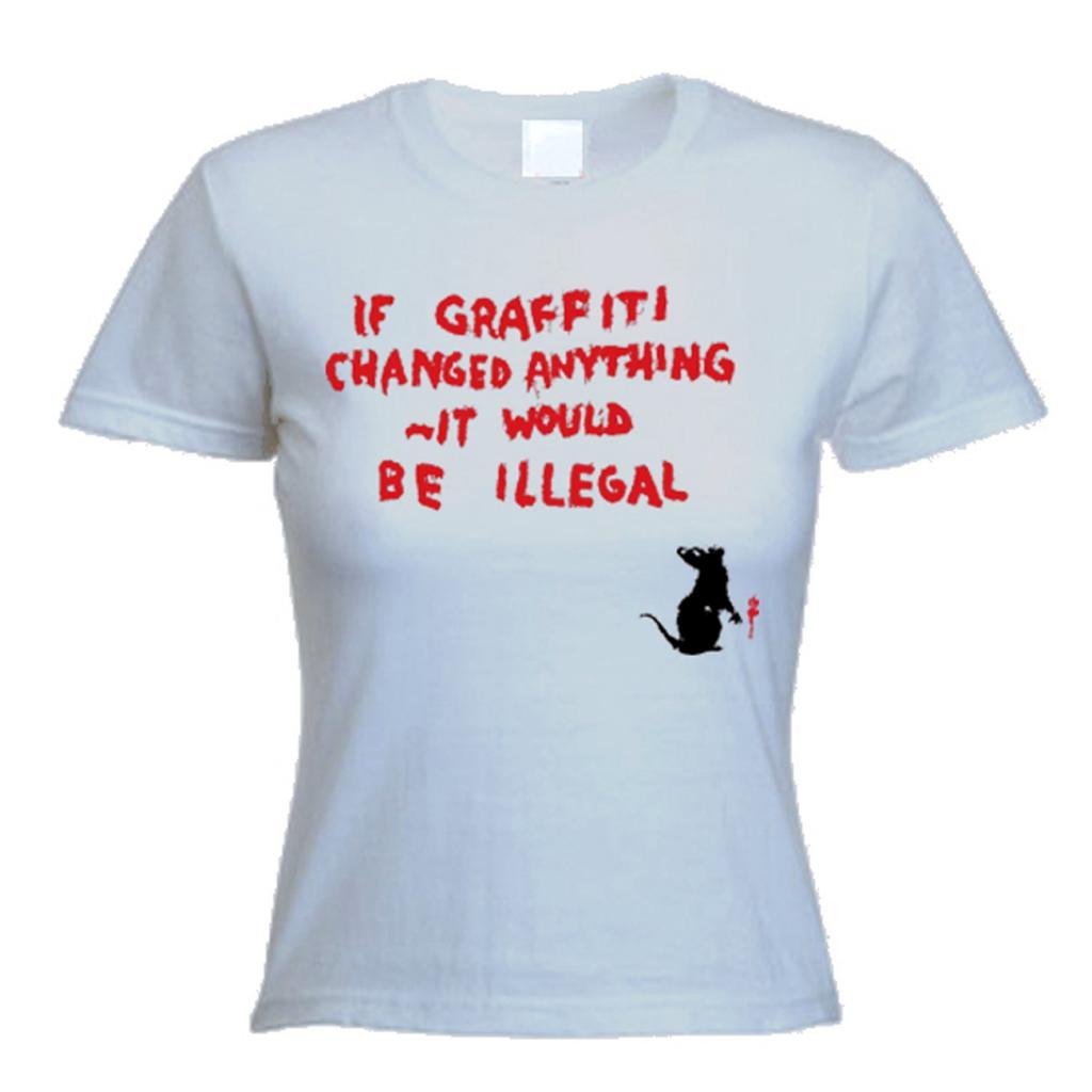 Maglietta Donna Banksy – 'If Graffiti Changed Anything It Would Be Illegal' – 100% Cotone, Serigrafata - 2