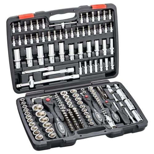 Vigor Socket Set V2461 I 172-Piece Tool Set, Drive Hexagonal and Square, Output Profiles Among Others: Inner and Outer Hex, Cross Slotted and Pozidriv