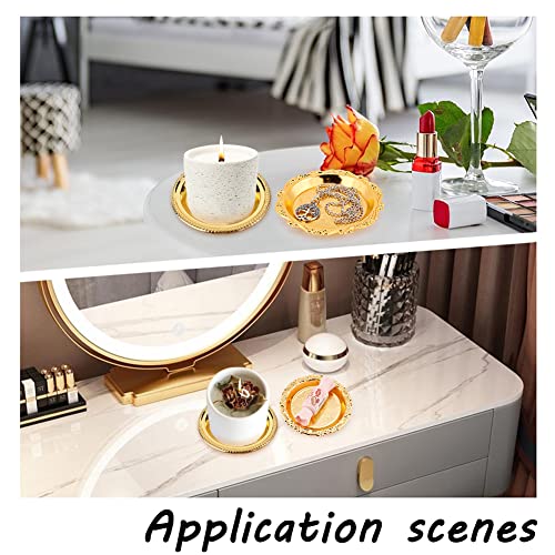Fingerinspire 4Pcs 4 Style Iron Plate Candle Holder (Golden, 4 Inch) Flat Round Candlestick Base Retro Embossed Metal Candle Stand For Led & Wax Candles Incense Cones Spa Wedding Party Banquet #TOP5