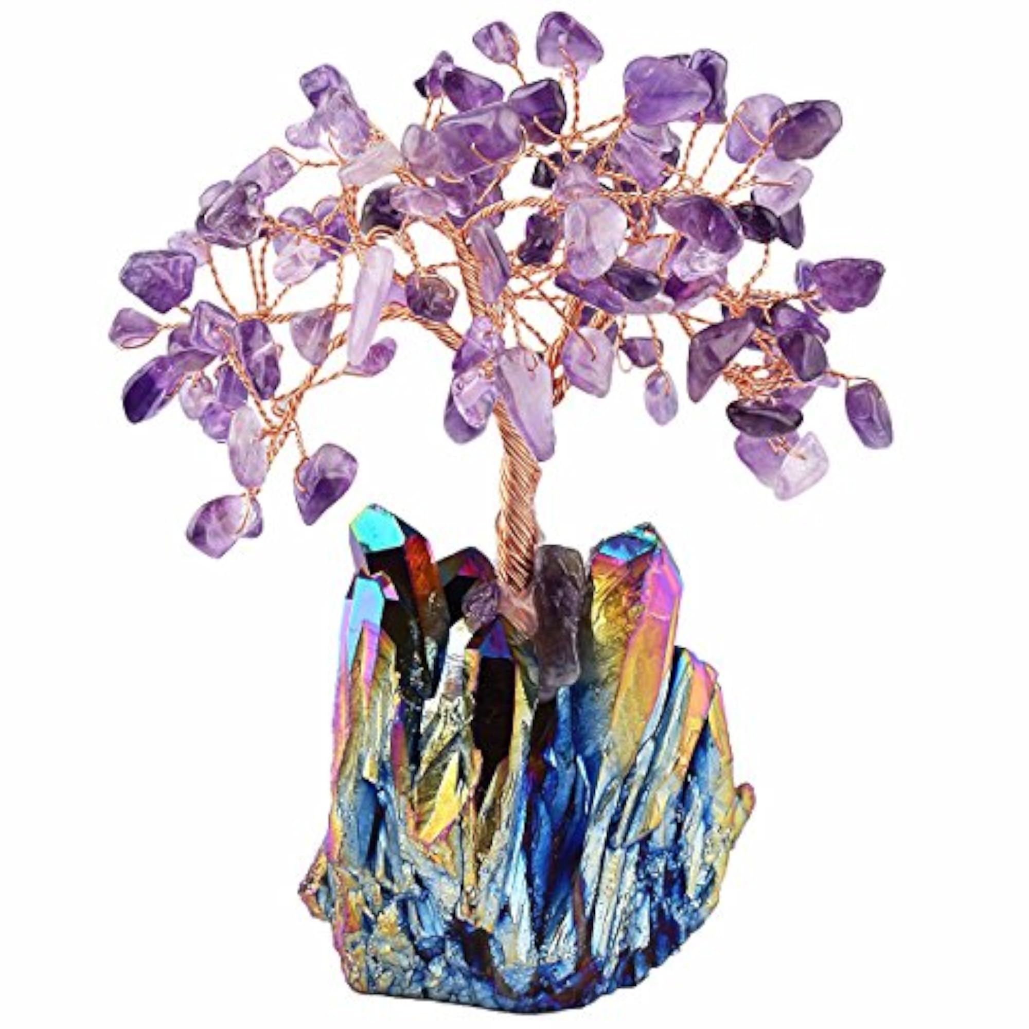 Amethyst Crystal Tree with Quartz Cluster Base for Wealth