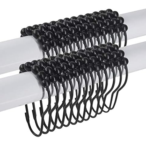 Ulable 24 Stück Duschvorhang-Haken, Edelstahl poliert Chrom Duschvorhangringe Cover