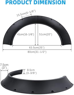 DREAMIZER 4PCS 4.5" Universal Car Fender Flares Extra Wide Body Kit Wheel Arches Fit For Most Vehicle
