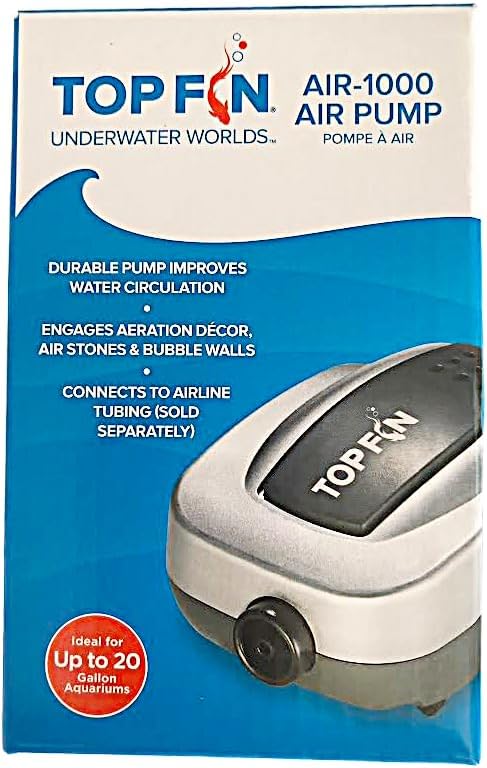 Top Fin Aquarium Air-1000 Pump. Ideal for Up to 20 Gallon Aquariums.