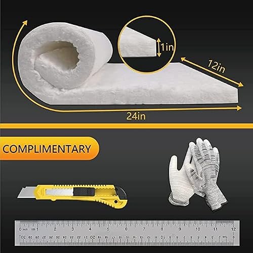 TITGGI Kaowool Fireproof Ceramic Fiber Insulation Blanket (2700F 1\"x 24\"x 32\"), High Temperature Ceramic Fiber Blanket for Stoves, Kilns & Oven Insulation - Including Ruler, Gloves, Knife…