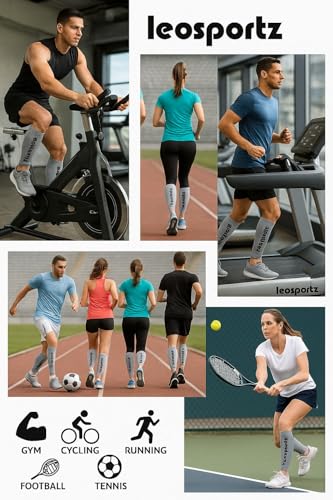 Image of Leosportz Calf Support Shin Brace Support - Shin Splints Compression Sleeves for Men & Women | Leg Compression for sports Gym Running Cycling Jogging Workout Pain Relief Injury