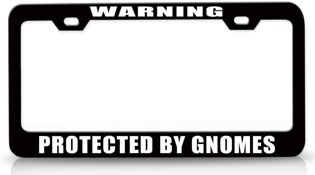 Warning Protected by Gnomes Metal Car SUV Truck License Plate Frame Bl i67