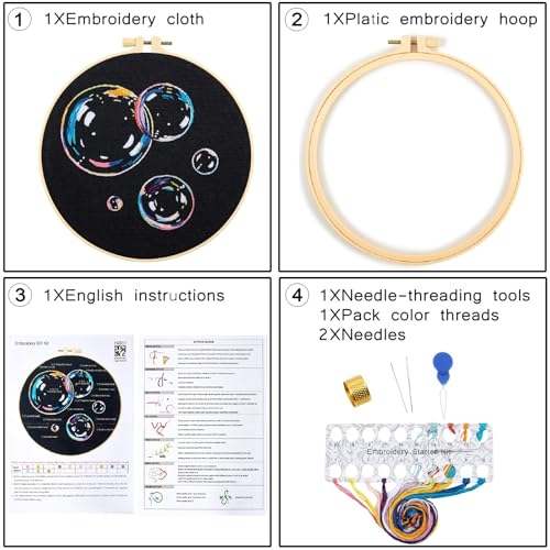 Image of Crafmanoe Embroidery Kits for Beginners Adults, Cute Embroidery Starter Kits Funny Counted Cross Stitch Kits for Beginners Adult, Craft Hobbies Set for Women, Embroidery Fabric, Hoops & Video Tutorial