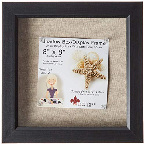 Lawrence Frames 8 by 8-Inch Black Shadow Box Frame, Linen Inner Display Board